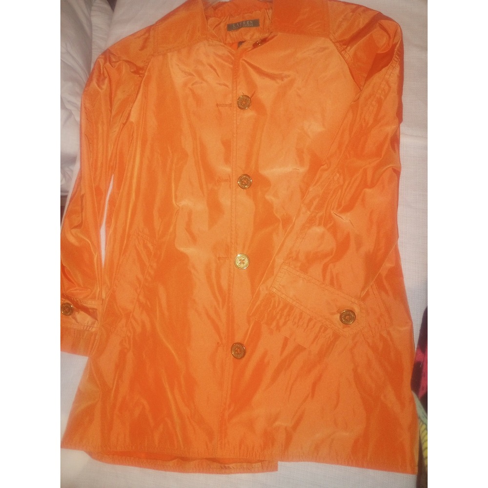 Women's Small Vibrant Orange Lined Rain Coat/By Lauren‎ Ralph Lauren
